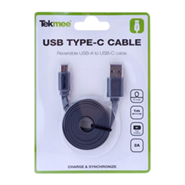 Grå USB-C-kabel 1m flat